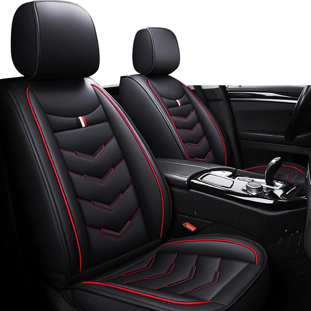 Car Seat Covers Fit for Jeep Grand Cherokee 2000-2025, Leather Seat Covers for Car, Waterproof Non-Slip Durable Car Seat Protector(2 Seats,Black Red)