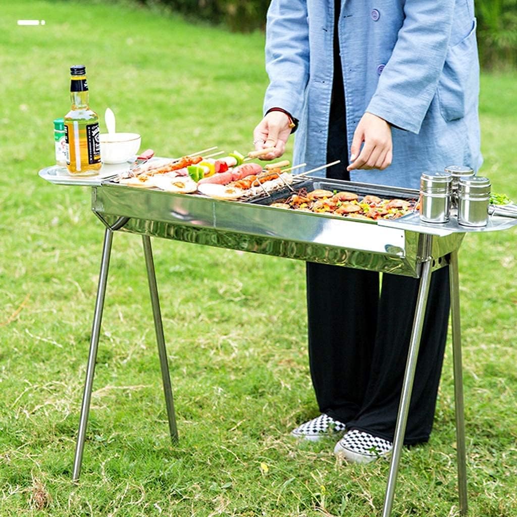 IRYZE Portable Charcoal Grill Portable Stainless Steel Grill Outdoor Folding BBQ Barbecue Charcoal Grill Tool Kits for Cooking Picnic BBQ Grill for Outdoor
