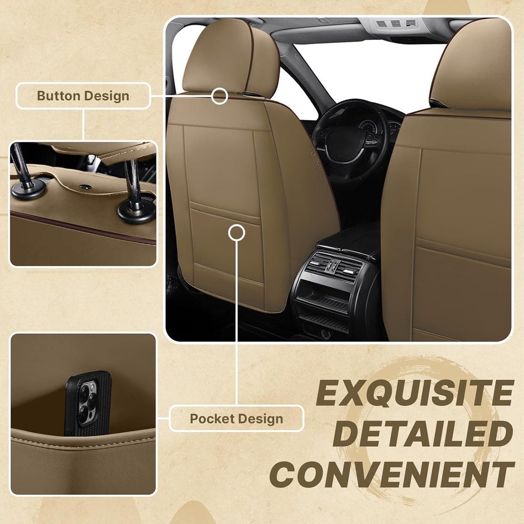 Fit for Ford Explorer 2000-2026 Seat Covers, Fashion Sport Seat Cover with Waterproof Leather, Airbag Safe Design Seat Protector (5 Full Seat Standard, Brown Coffee)