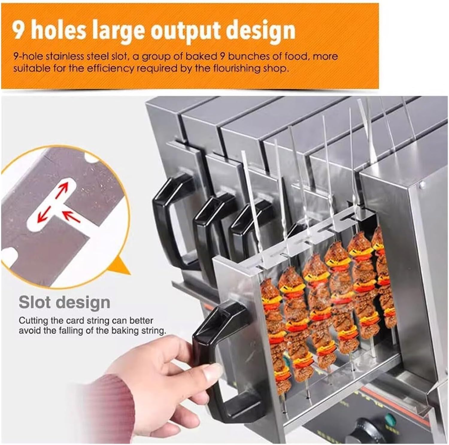 3600W Electric BBQ Grill, Smokeless Kebab Machine with Adjustable Temp, 5-Group Rotating Skewer Rack for Indoor Outdoor Use