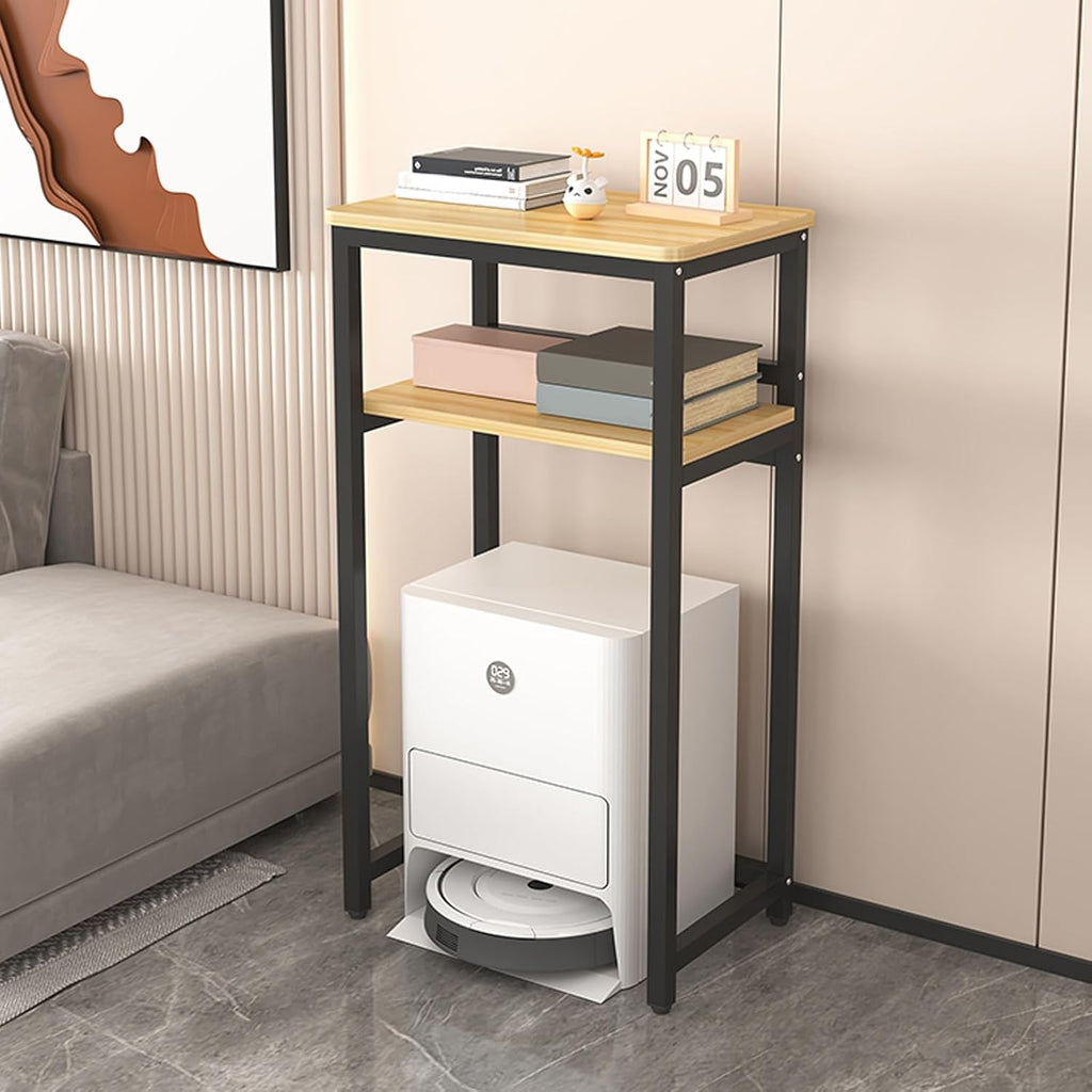 HARELA Sweeping Robot Storage Rack, Robot Vacuum Stand Cabinet with Open Base Self-Emptying Sweeper Machine Cabinet, Side Table for Living Room, Home Office(Black C,50x107cm/19.7x42.1in)