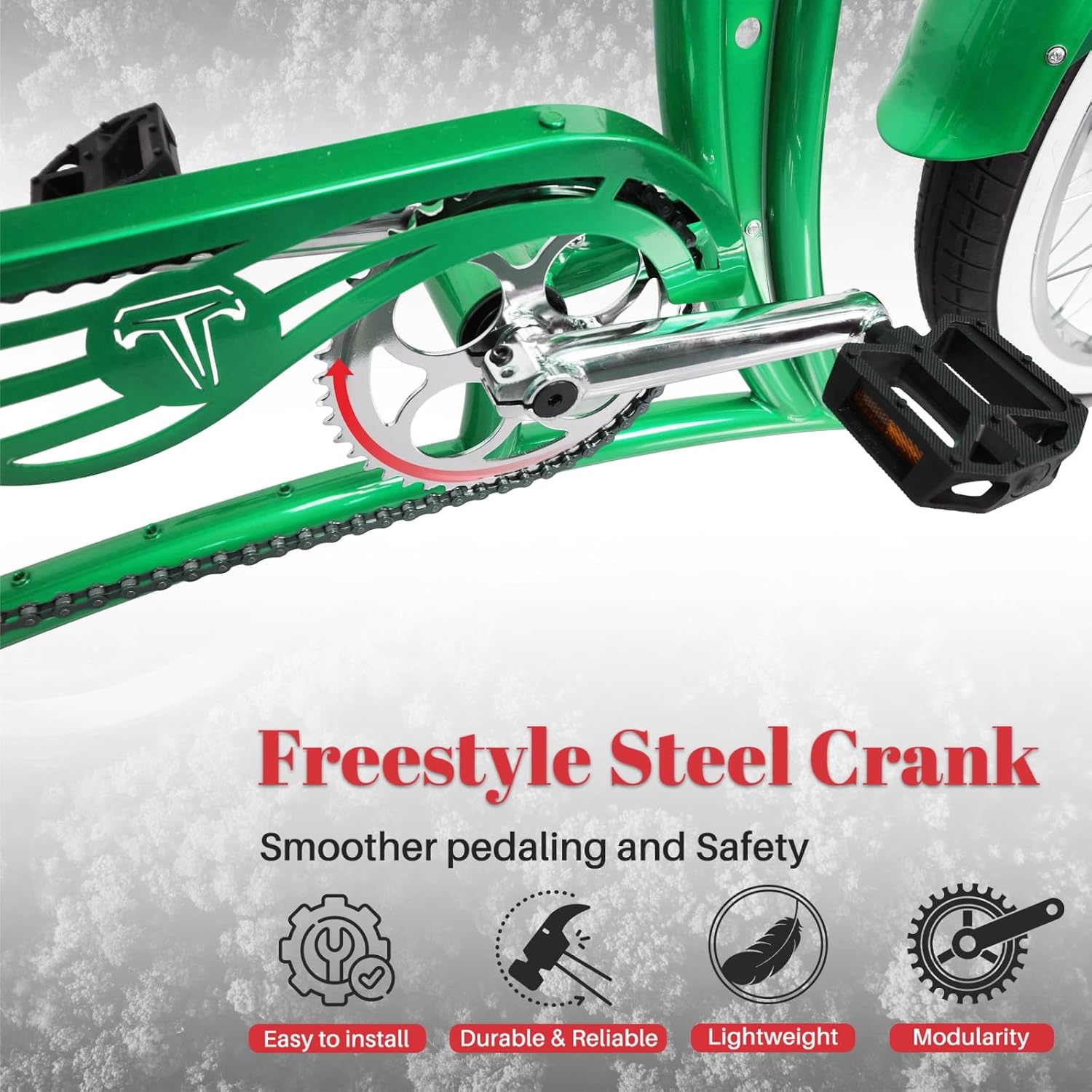 Tracer KRAKER PRO 26 Inch Stretch Chopper Bicycle for Adult,Single Speed Men Lowrider Bike with Oversized Hi-Ten Stretch Steel Frame,Front Wheel 26 * 3.5,Rear Wheel 26 * 4.0 Multiple Colors