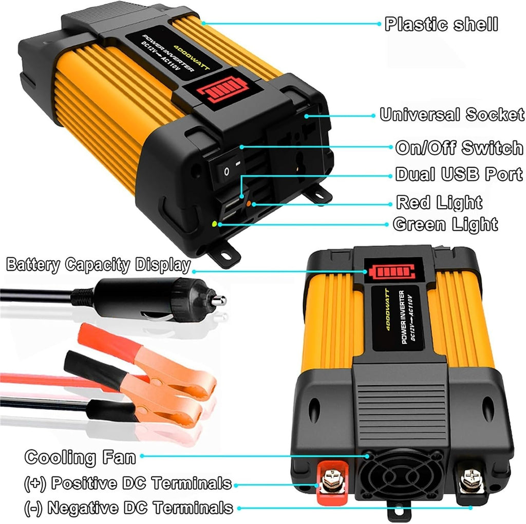 4000W/6000W Solar Inverter Kit 12V DC to 110V 220V AC with 18W Solar Panel 30A Controller for Home RV Off Grid Power System Generator(6000W,12-110v)