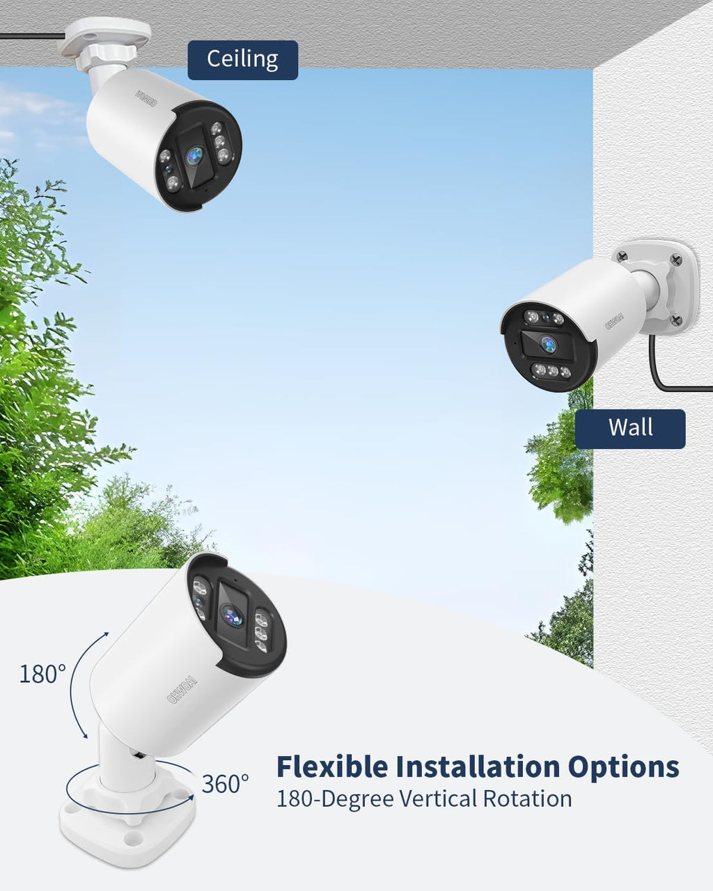 《122°Wide Angle & 80FT Night Vision》Outdoor Wired Security Camera System,CCTV Cameras Outside, Home Video Surveillance DVR Kits
