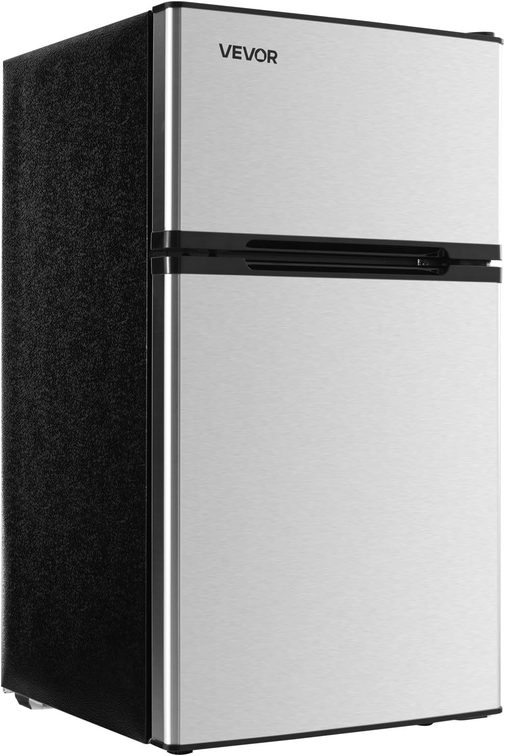 VEVOR Mini Fridge with Freezer, 3.2 Cu.Ft, Dual Zone Compact Refrigerator, 3 Modes Adjustable Temp, Energy Efficient Small Fridge, Reversible Door, Low Noise, for Bedroom, Dorm, Brushed Stainless