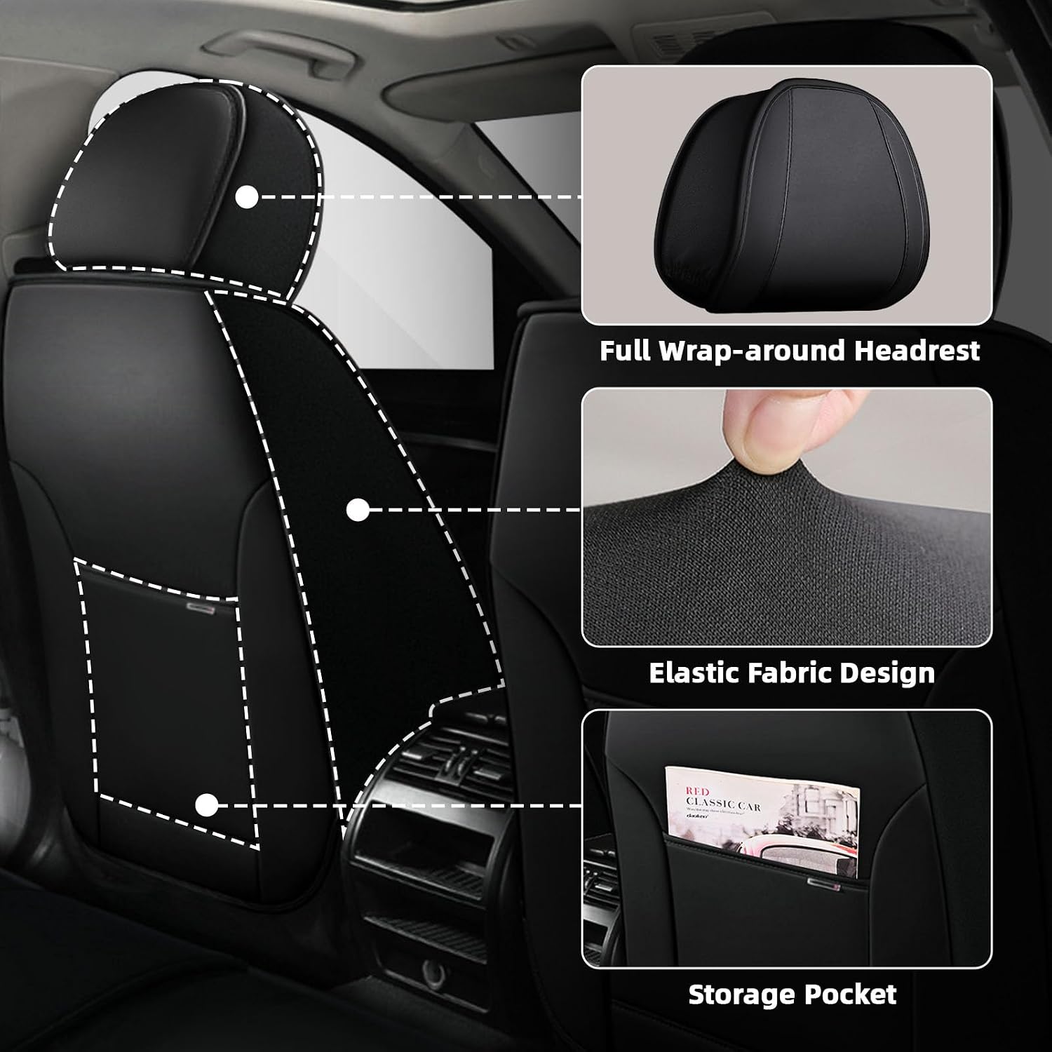 Car Seat Cover Fit for Rivian R1T 2022-2025,Compatible Airbag Non-Slip Waterproof Seat Cover,Car Seat Protector Premium Interior (Standard 2 Seats,Black Red)