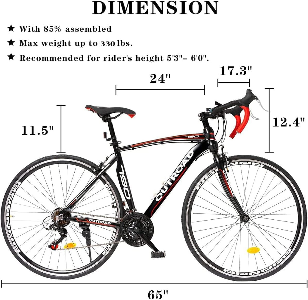 700C Wheel 21/14 Speed Road Bike with Light Weight Aluminum Alloy Frame, Commuter Bicycle with Dual Disc Brakes for Men and Women, Adult Faster Racing Bike, Red/Blue
