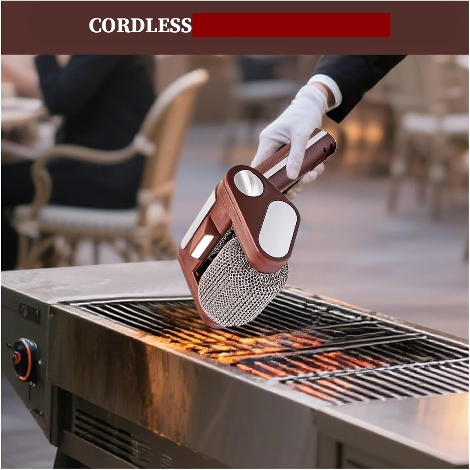 Fit for Electric Stainless Steel Roller Grill Cleaner Brush with Brush Heads and Lights for BBQ Cleaning(Set B)