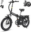 Wildeway Folding Electric Bike for Adults with 32Ah Battery Long Range 750W Motor 28MPH,20'x 3.0'Fat Tire Foldable EBike, Urban City Commuter Men Women Bicycle 7 Speed Gear