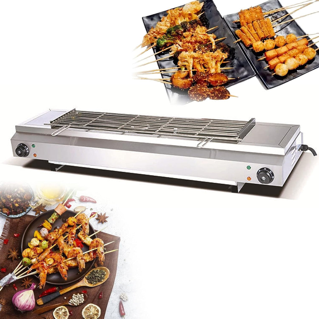 Smokeless Electric Portable BBQ Kebab Grill, Healthy Electric Grill with Adjustable Temperature and Drip Tray, Indoor and Outdoor Tabletop Grill (Eb 220)