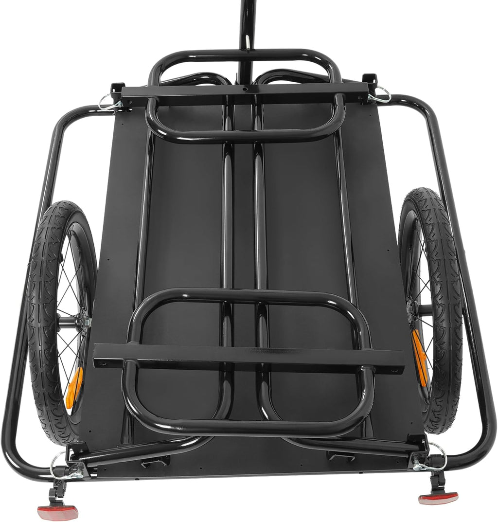 Kojem Foldable Bike Cargo Trailer, Heavy-Duty Storage Bicycle Trailer 110LBS Load Capacity, 16IN Wheel Bike Wagon Cart, with Universal Hitch and Foldable Frame, Fit for Pet, Shopping, Park Picnics