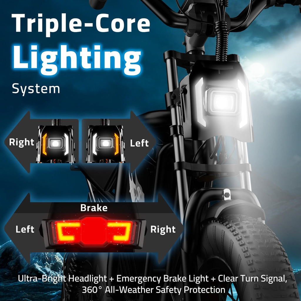 Ebikes for Adults, 1500/2000W Peak Motor, 17/20/23Ah Long Range Teens Electric Bike with Dual Hydraulic Brakes, 20' Fat Tire All-Terrain for Commuting E-Bicycle