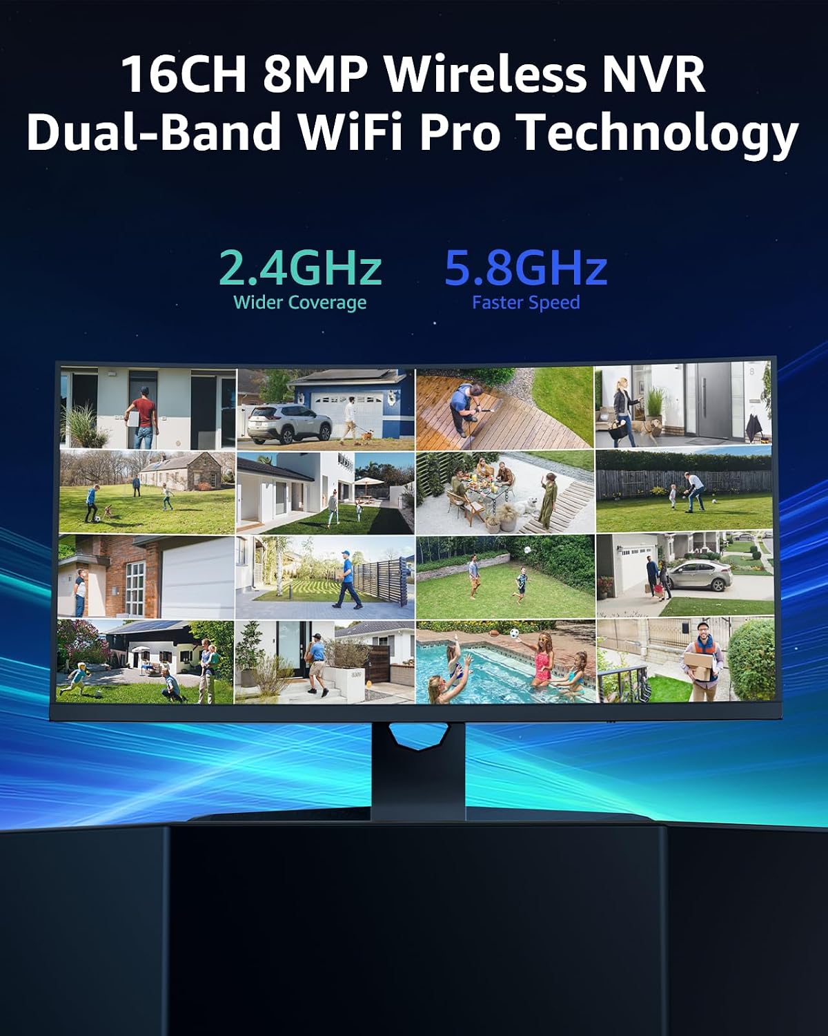 ANNKE 16CH 4K Wireless Security Camera System, Expandable 4K NVR with 4 X 8MP Outdoor Cameras, 1TB HDD, Dual-Band WiFi, Two-Way Talk, Human Detected, 24/7 All-Day Recording, IP66 Weatherproof, Alexa