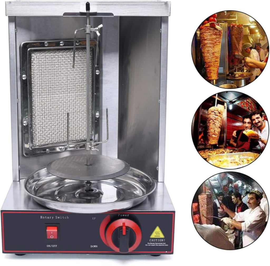 Small Shawarma Lpg/Gas Grill Machine, 360° Automatic Rotation, Adjustable Height, Fast and Even Heating, Capacity 3kg/Hour, Household Chicken Roaster