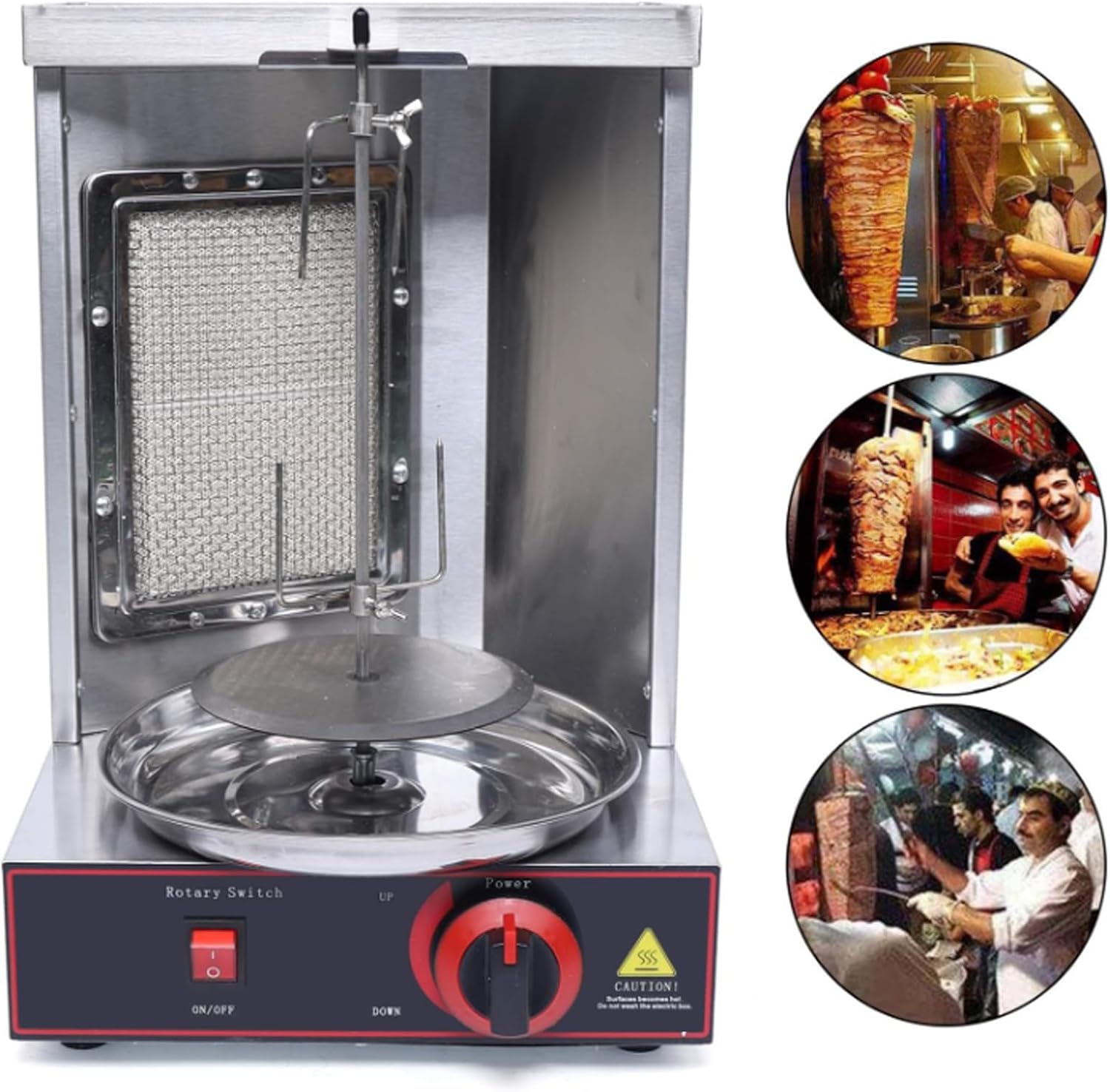 Small Shawarma Lpg/Gas Grill Machine, 360° Automatic Rotation, Adjustable Height, Fast and Even Heating, Capacity 3kg/Hour, Household Chicken Roaster