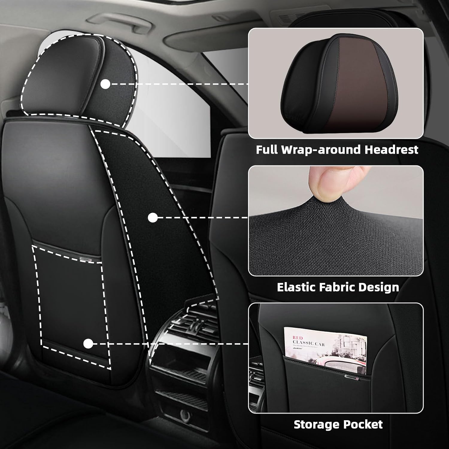Car Seat Cover Fit for Rivian R1T 2022-2025,Compatible Airbag Non-Slip Waterproof Seat Cover,Car Seat Protector Premium Interior (Standard 2 Seats,Black Coffee)