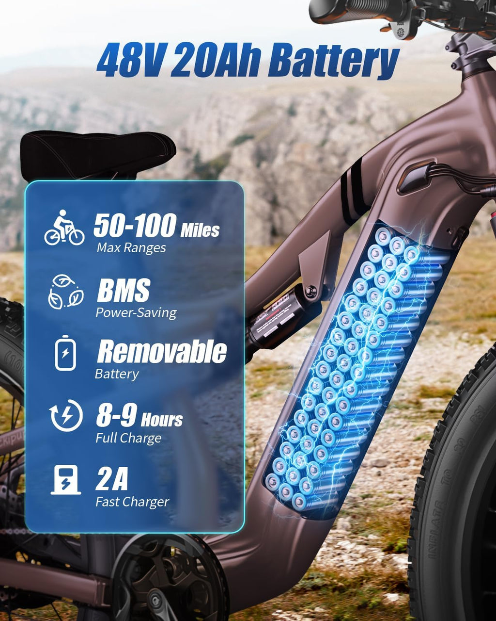 PUCKIPUPPY Electric Bike for Adults 28 MPH, 750W | 1350W Peak, Torque Sensor, 80 Miles Range, 26'x4' Fat Tire Electric Dirt Bike, Full Suspension Electric Mountain Bike, 8 Speed Ebike Labrador Pro