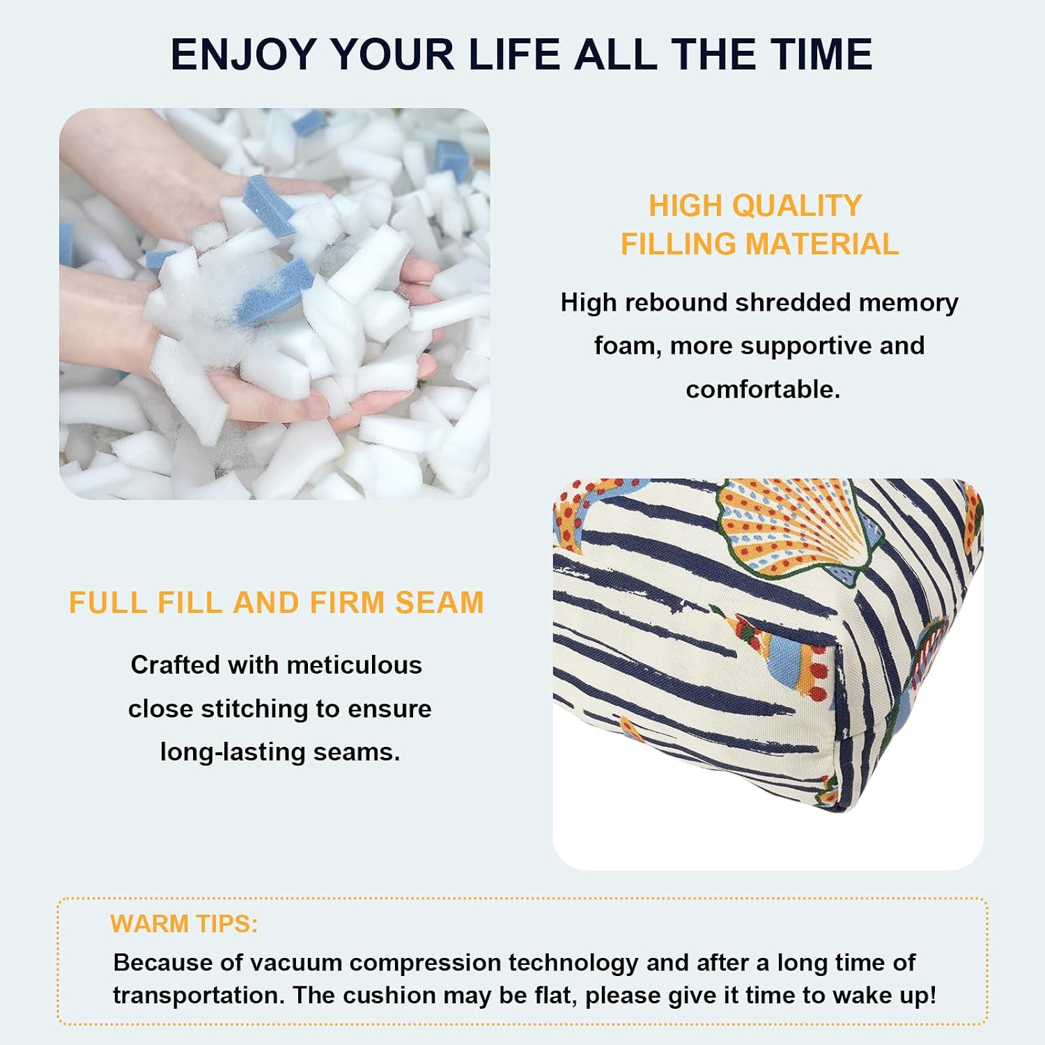 DYTXIII Outdoor High Back Chair Cushions Set of 2, Water Repellent Tufted Rocking Seat Cushions Replacement 44 x 22 Inch, Seat & Back Chair Pads for Patio, Balcony and Indoor Use -Crayon Shells