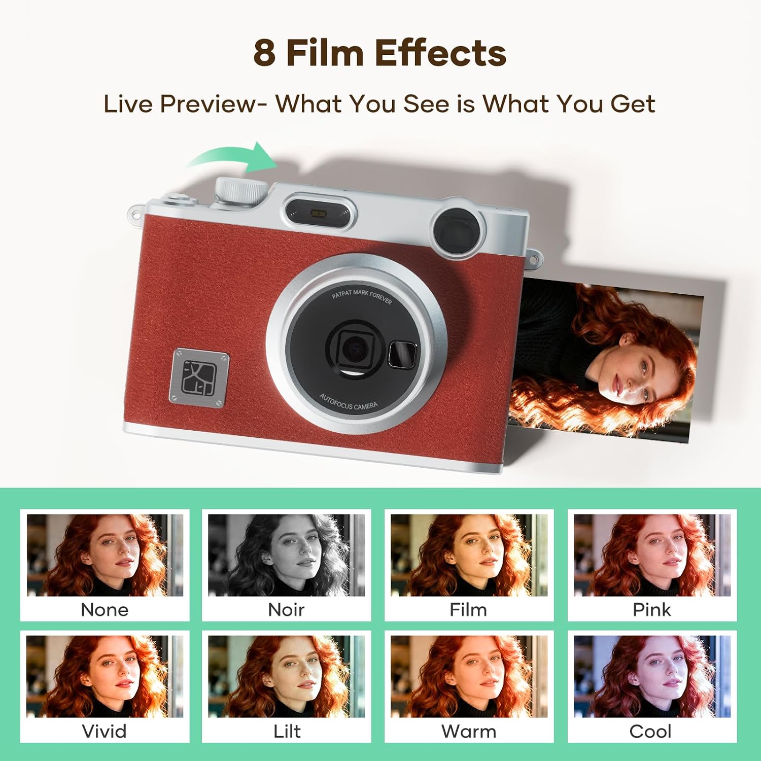 iDPRT Hanin Instant Film Camera, Instant Print Camera, Instant Digital Camera Wireless Bluetooth Photo Printer (2x3 inches) 10 Sheets, Brown