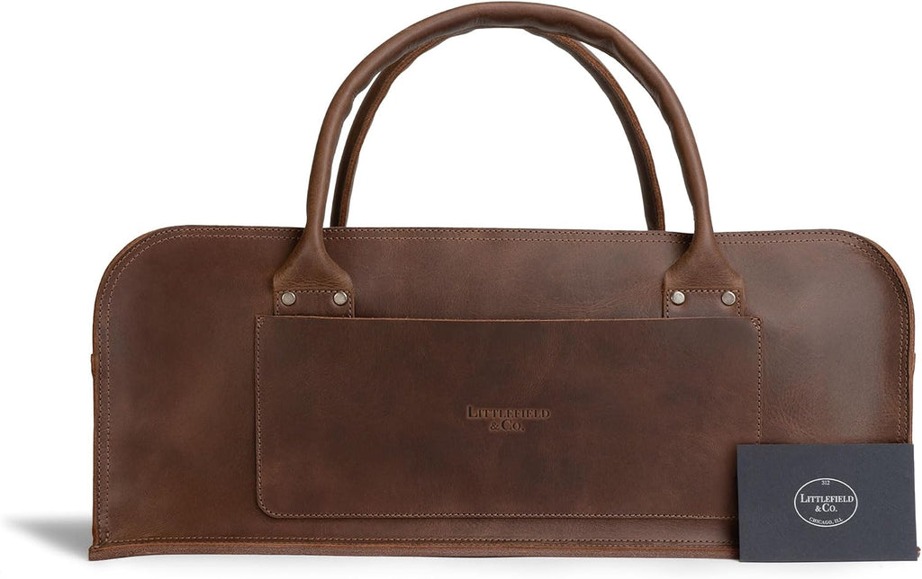 Littlefield & Co., Leather Multipurpose Doctor Utility Tool Bag, Handyman, Woodworker, Work Tool Bags for Power Tools, Men's Small Toolbag Organizer Pouch (Bourbon Brown)