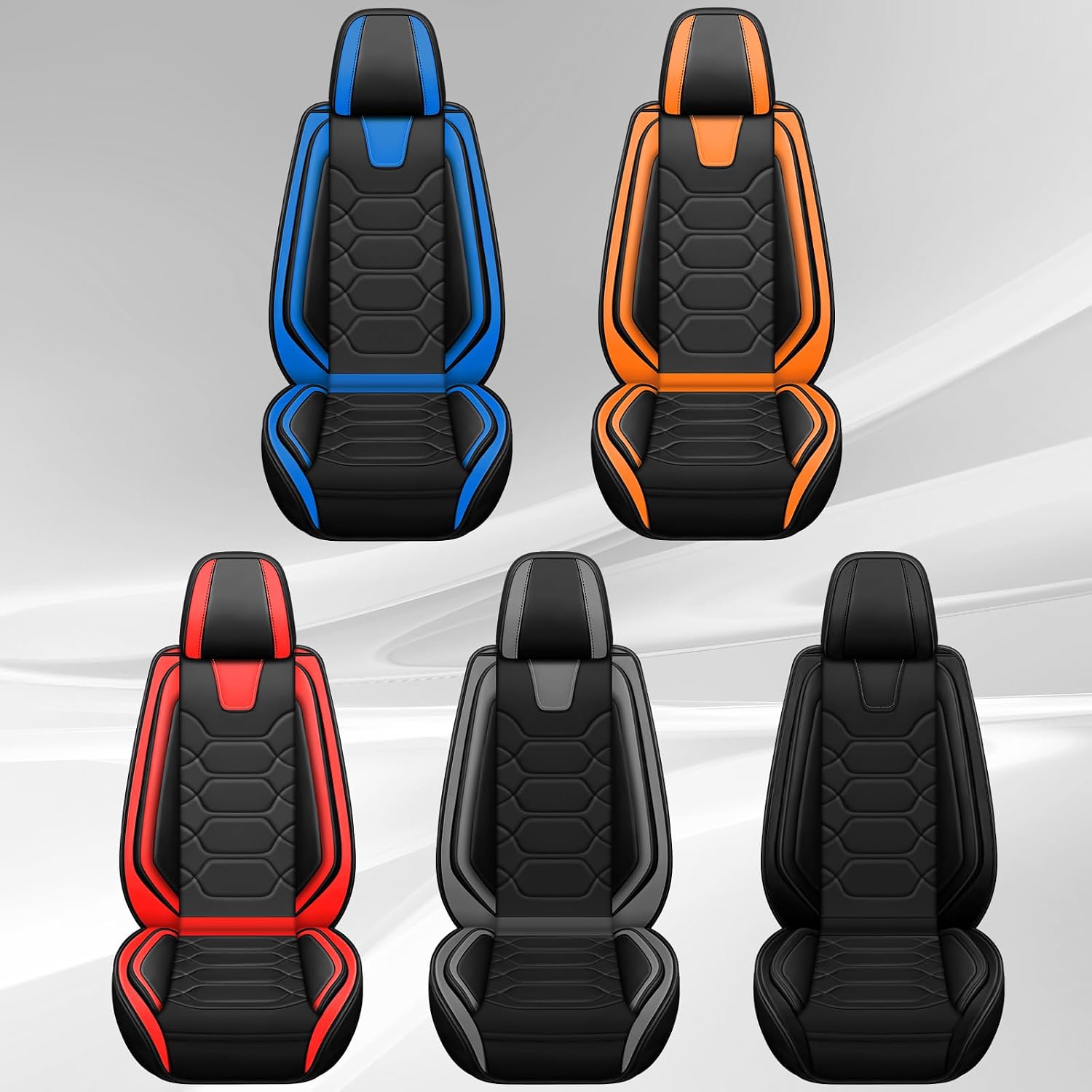 Car Seat Covers Full Set for Honda Civic 2000-2025,Durable Waterproof Luxury Universal,Easy to Install Napa Leather Cover Set for Cars,Full Seats,Black Gray