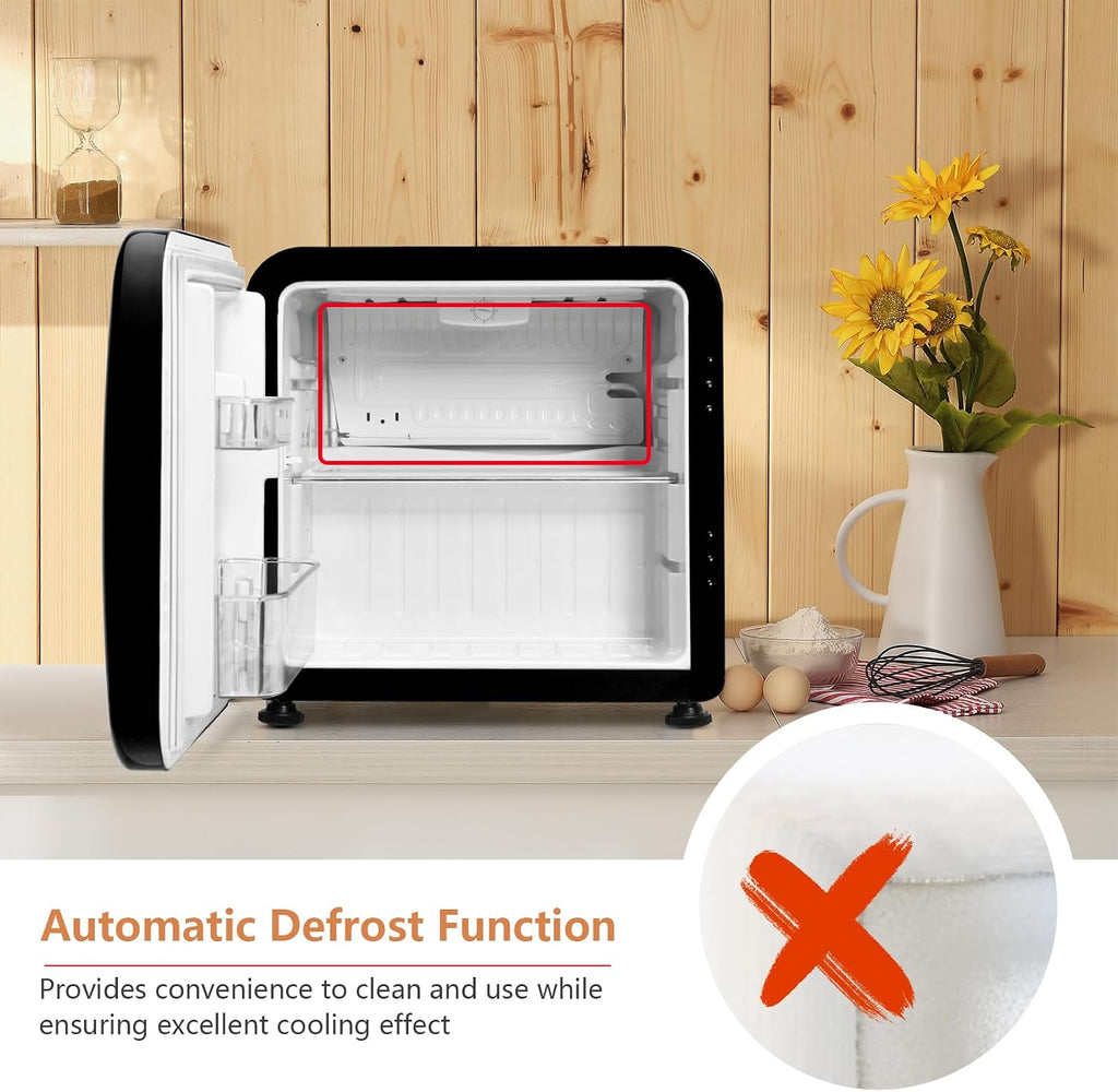 COSTWAY 1.6 Cu.ft Mini Fridge, Compact Refrigerator with Auto Defrost, Single Reversible Door, Adjustable Thermostat for Office, Dorm, Bedroom, Apartment (Black)
