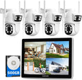 CAMCAMP Wireless Security Camera System with 10.1' Monitor, Dual Lens PTZ CCTV Camera Security System, 10CH Expandable 4K NVR,Auto Tracking, No Subscription for Outdoor Indoor, 5G & 2.4G WiFi