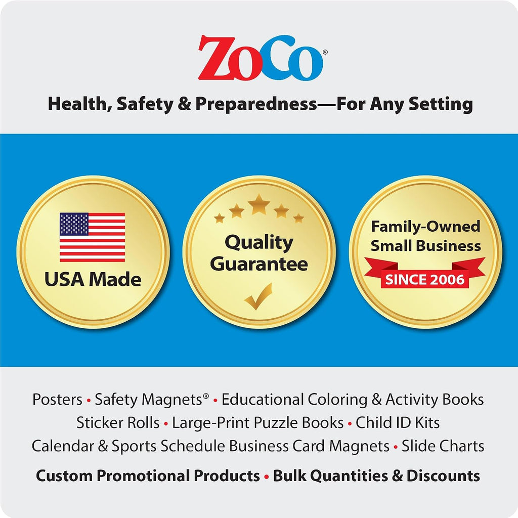 ZOCO – Buckle Up, Seat Belt Safety – Custom Coloring & Activity Books (250 Bulk Pack, With Crayons) – Police Car Safety Theme for Kids – Add Your Imprint