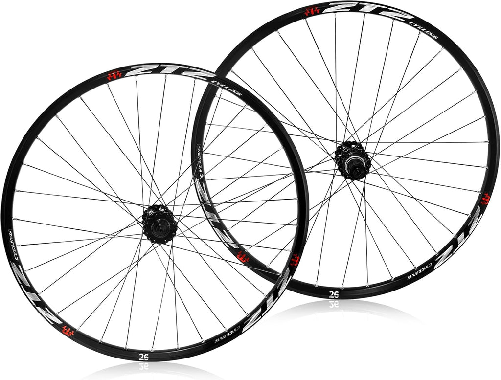 26'/27.5'/29' Mountain Bike Wheelset，Ultralight Aluminum Alloy Rim 32H High Strength Bike Wheels， Quick Release Disc Brake MTB Wheel Set， Compatible 7-12 Speed Cassette