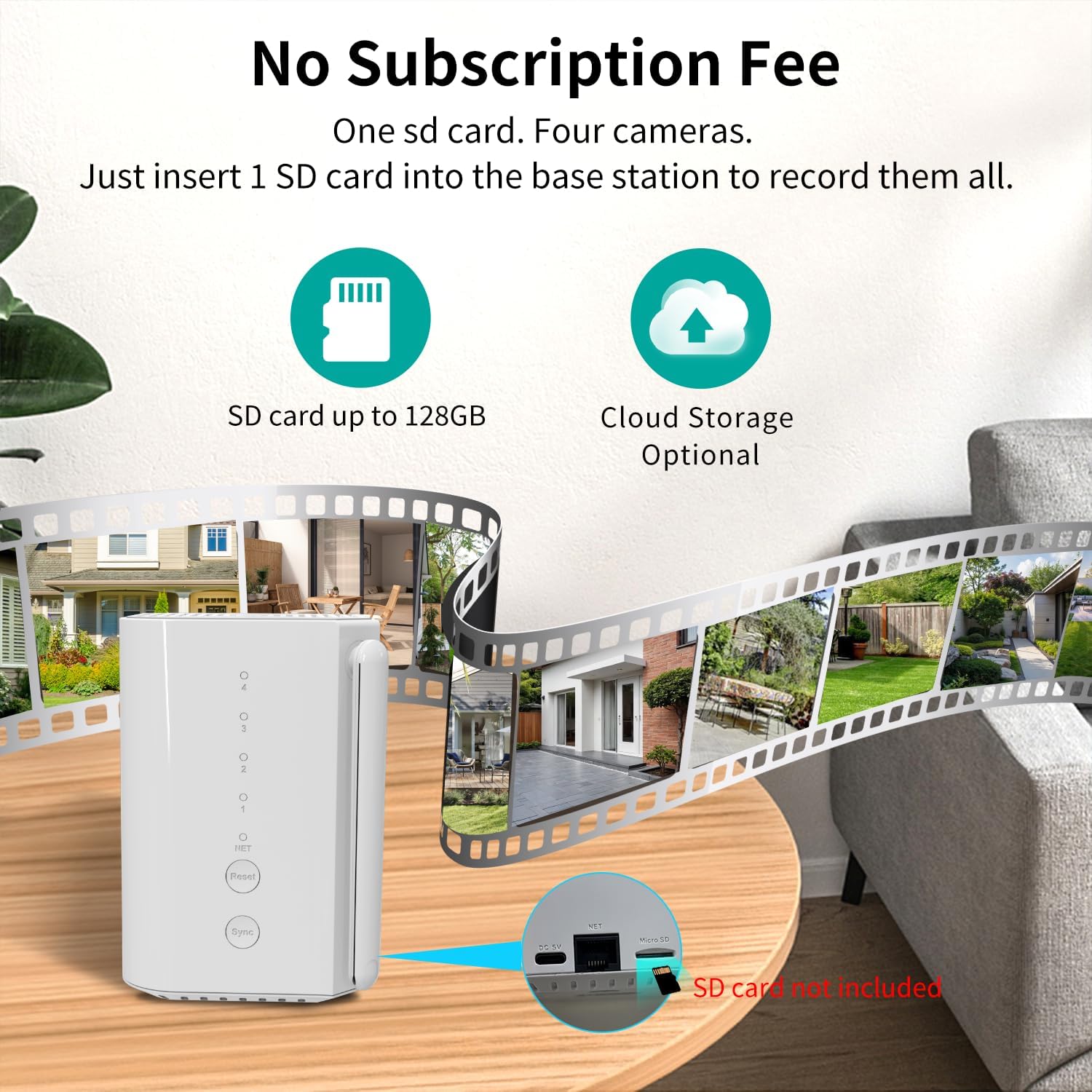 ESCANU Wireless Home Security Cameras System,Solar Power PTZ Outdoor Cameras,Motion Detection,Night Vision,Water-Proof,2-Way Audio,No Subscription Fee,Cloud/SD Card Storage