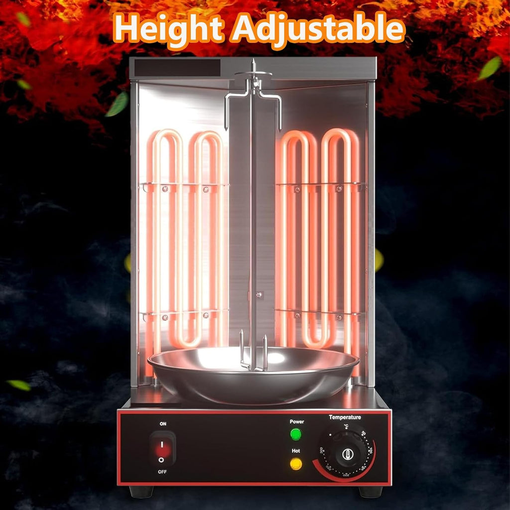 Electric Shawarma Machine, Commercial Vertical Rotisserie Rotating Barbecue Oven Shawarma Grill Machine, Electric Stainless Steel Rotating Machine, Temperature Adjustable 50-300℃