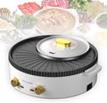 Household Electric Hot Pot with Grill, Teppanyaki Grill Pot and BBQ Pan, Independent Temperature Control, Non-stick Coating, Easy to Clean, For 1-2 People to Enjoy, 1360 W