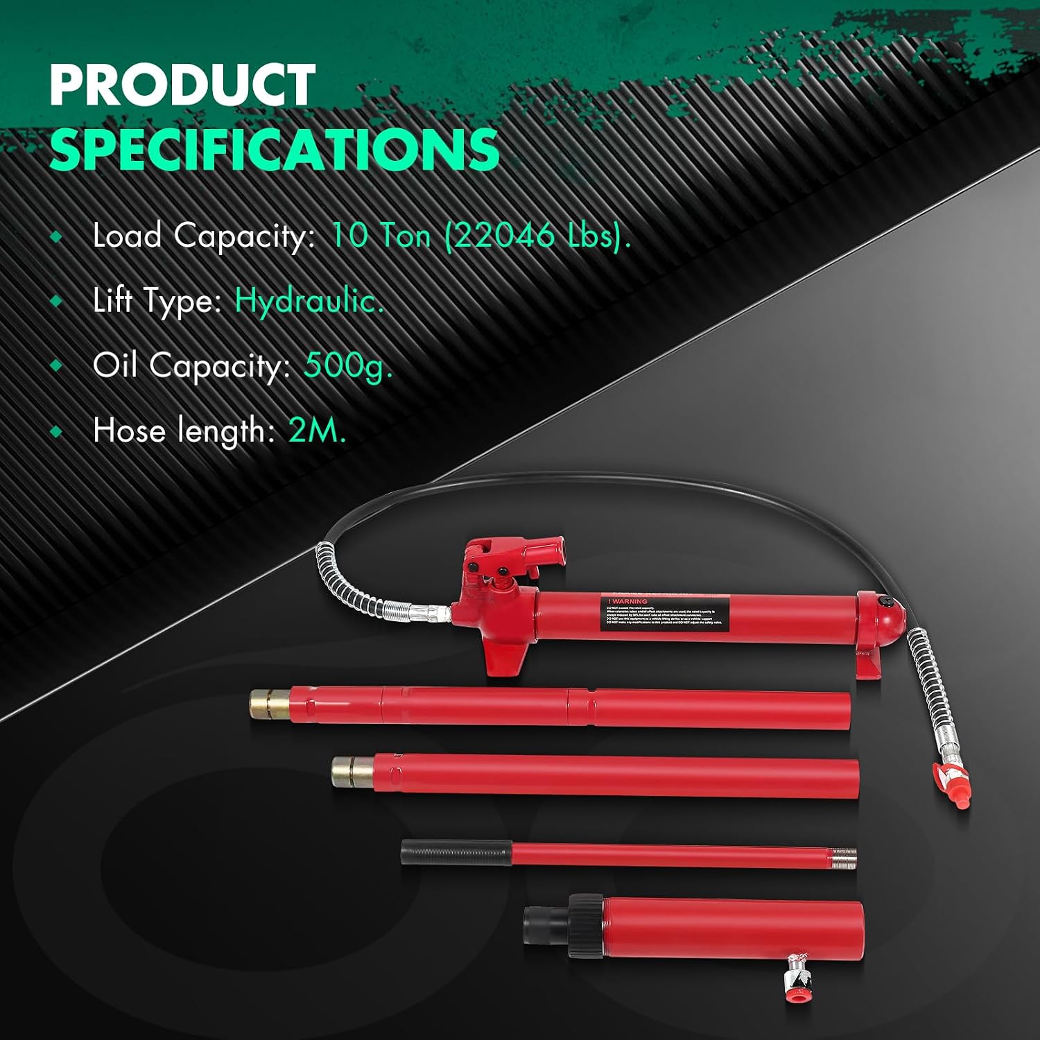 Heavy Duty 10 Ton Porta Power Hydraulic Jack Body Frame Repair Kits Auto Shop Tool Lift for Ram for Loadhandler Truck Bed Unloader Farm/Hydraulic Equipment Construction