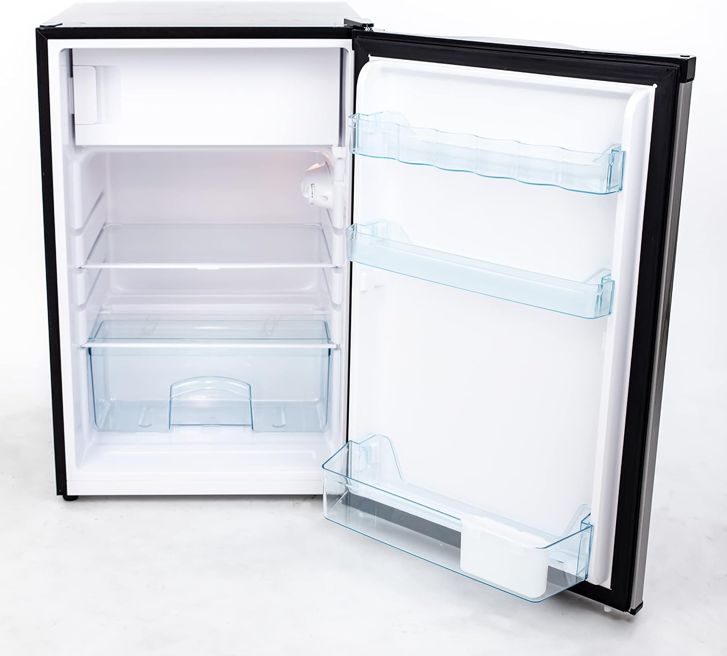 Avanti 4.5 Cu. Ft. Compact Refrigerator with Freezer, Stainless Steel Mini Fridge with Adjustable Glass Shelves, Gallon Door Storage, LED Light & Reversible Door, 4.5-Cu.Ft., Stainless Steel