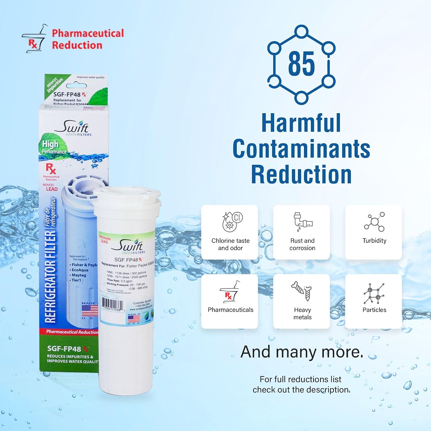 Swift Green Filters SGF-LA22 Rx Compatible Refrigerator Water Filter for LT500P, 5231JA2002A, 46-9890, EFF-6005A, Made in USA (6 Pack)