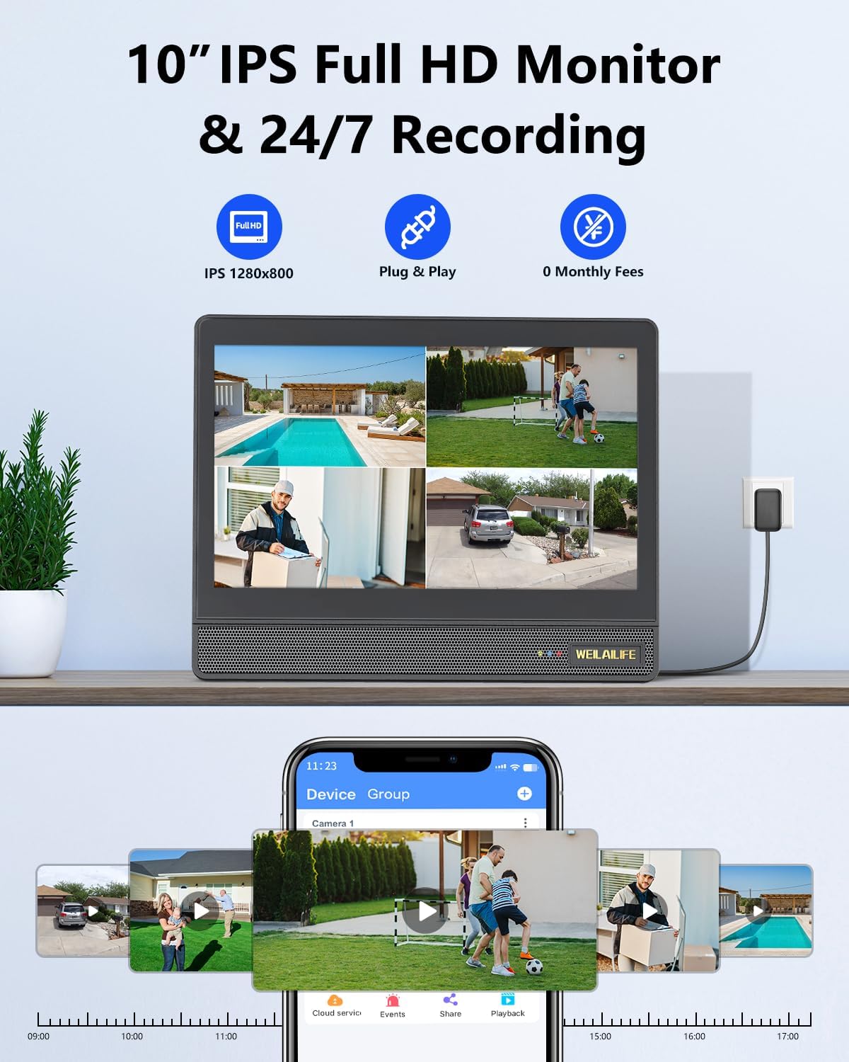 【All-in-One Security System】 4MP PTZ Security Cameras Wireless Outdoor, WiFi Home Security Camera System, Video Surveillance DVR Kits