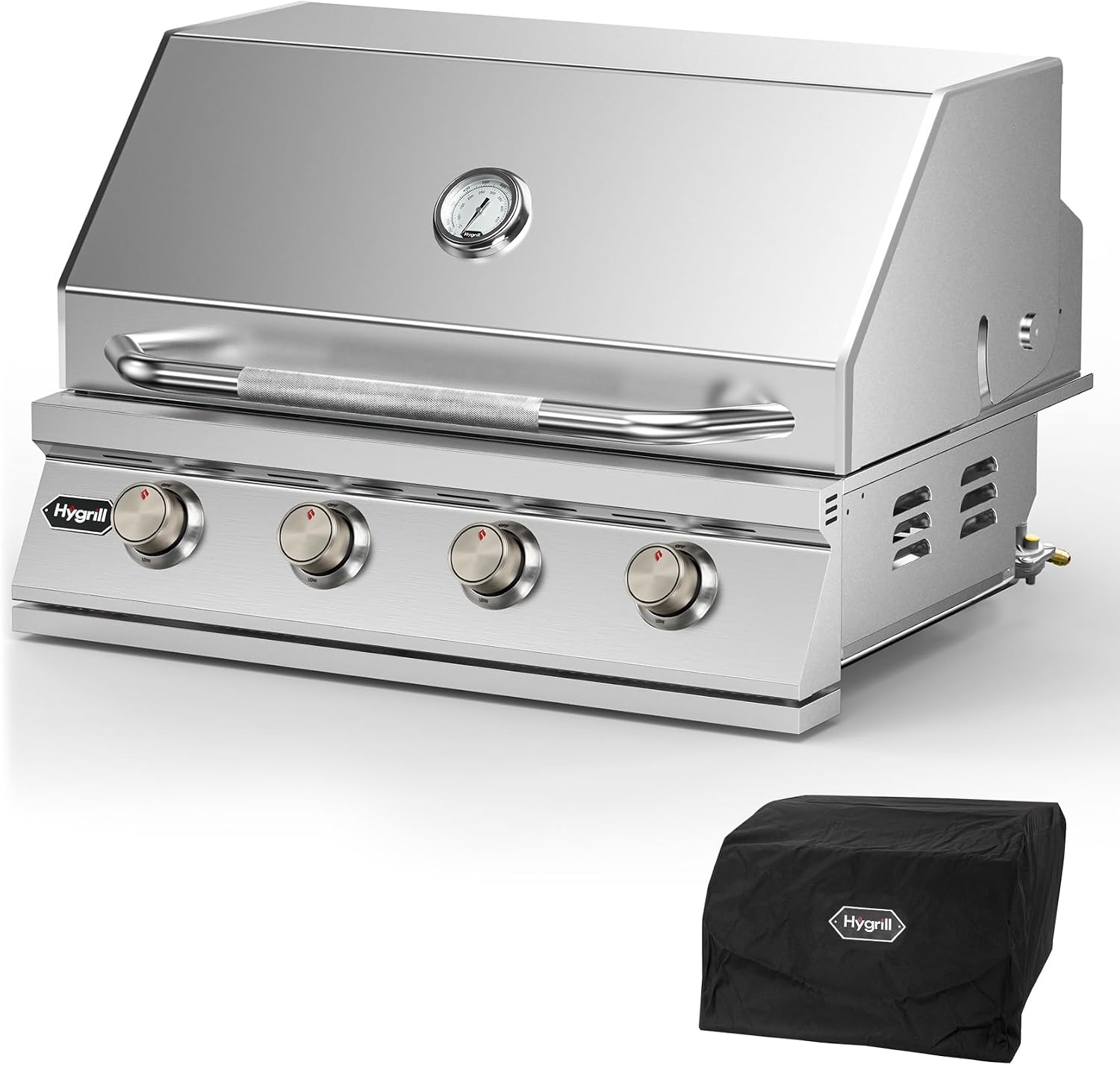 Hygrill STD Series 32-Inch Built In Grill, Stainless Steel 4-Burner Grill Head for Outdoor Kitchen, Natural Gas