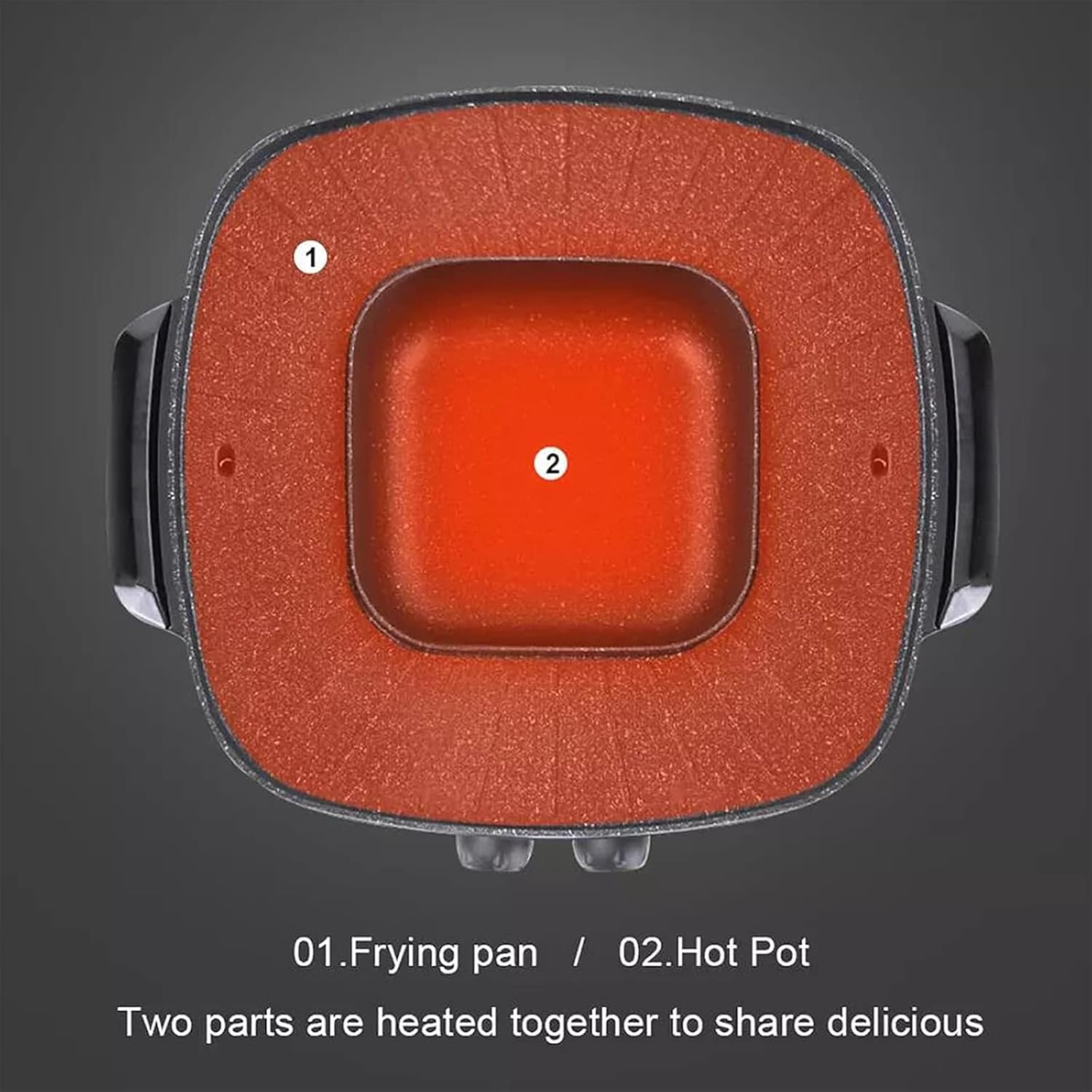 Medium Household Electric Hot Pot with Grill, Soup Pot and Korean BBQ, Non-stick Coating, Easy to Clean, For 2-4 People to Enjoy, 1600 W