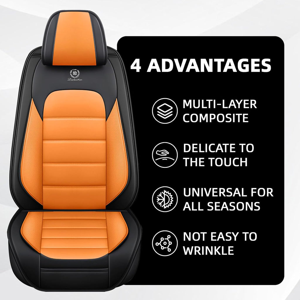 Car Seat Cover Fit for GMC Acadia 2007-2025,Compatible Airbag Non-Slip Waterproof Seat Cover,Car Seat Protector Premium Interior (Standard 5 Seats,Black Orange)