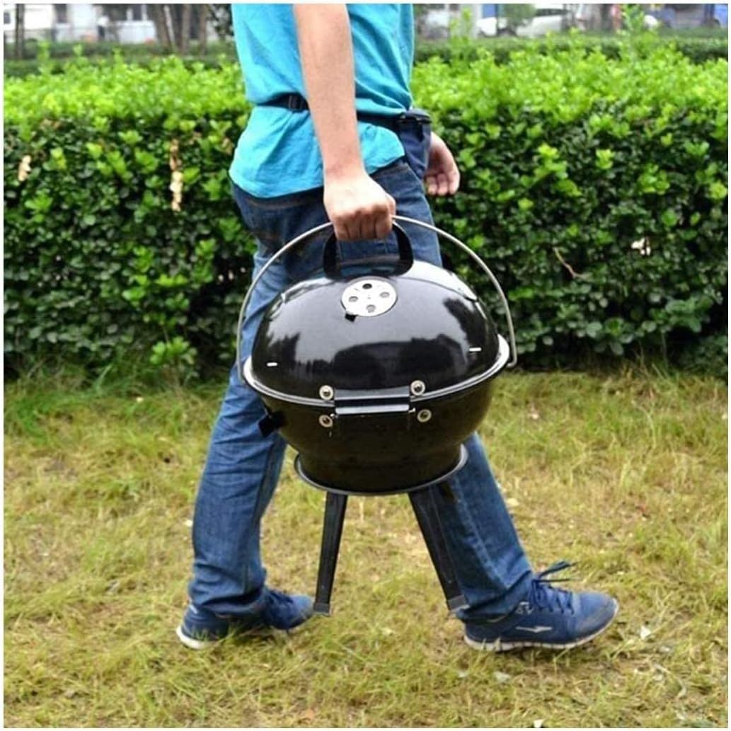 Portable Charcoal Grill Portable Round Charcoal Grill with Plated Steel Grates Stainless Steel Outdoor Folding Barbecue Grill Tools BBQ Grill for Outdoor