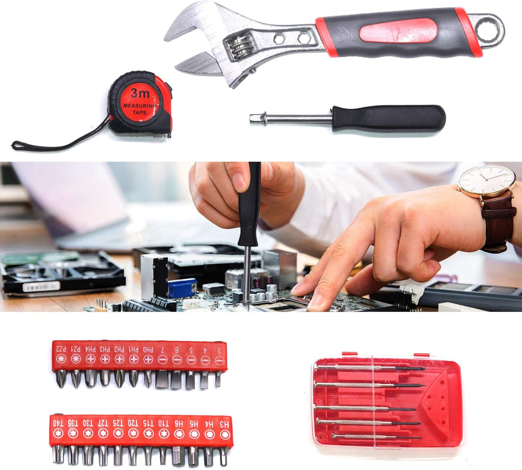 Arcwares 799pcs Aluminum Trolley Case Tool Set Silver, House Repair Kit Set, Household Hand Tool Set, with Tool Belt,Gift on Father's Day (Silver)