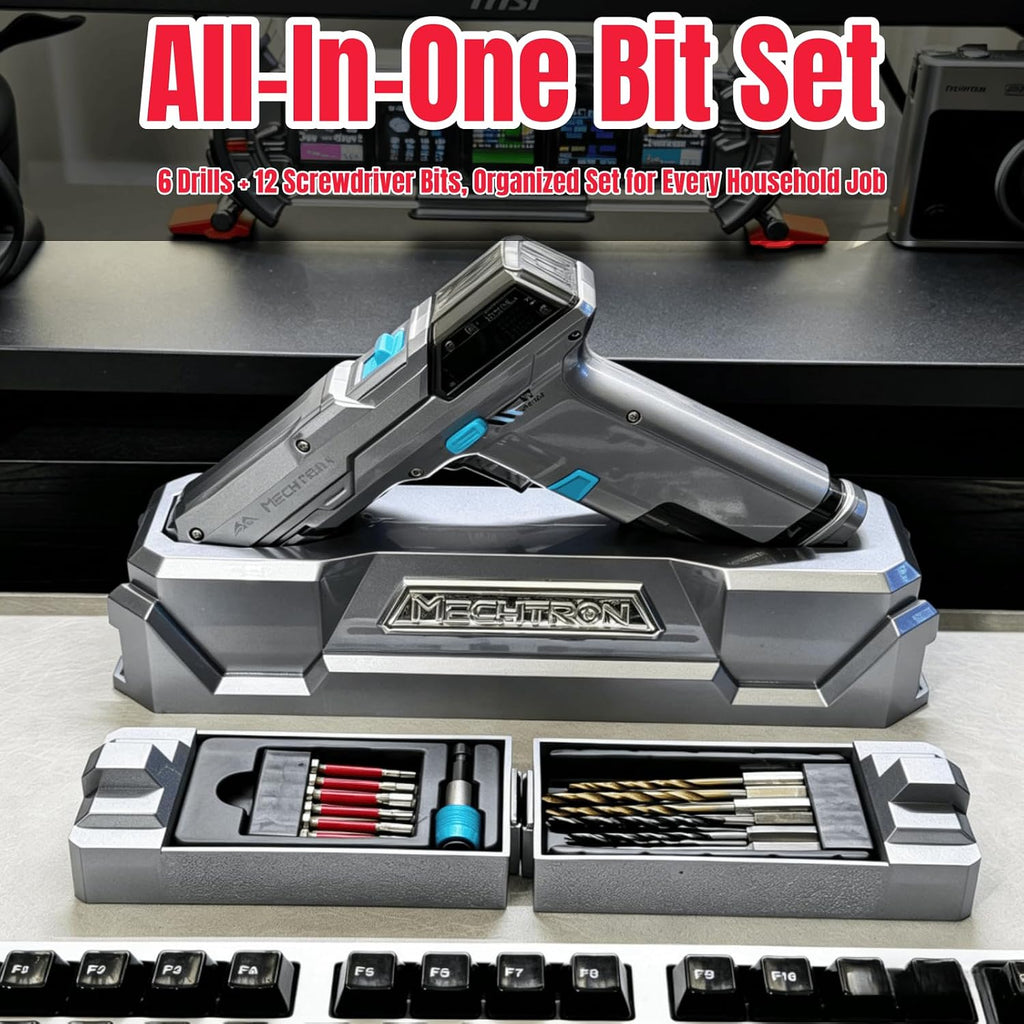 Gifts for Men - Cyberpunk Gun-Shaped AI Smart 8V Dual-Speed Hammer Drill, Cool Gadget for Boyfriend, Husband, Dad, Boss, Gamers, Tech Lovers (G007S-PRO)