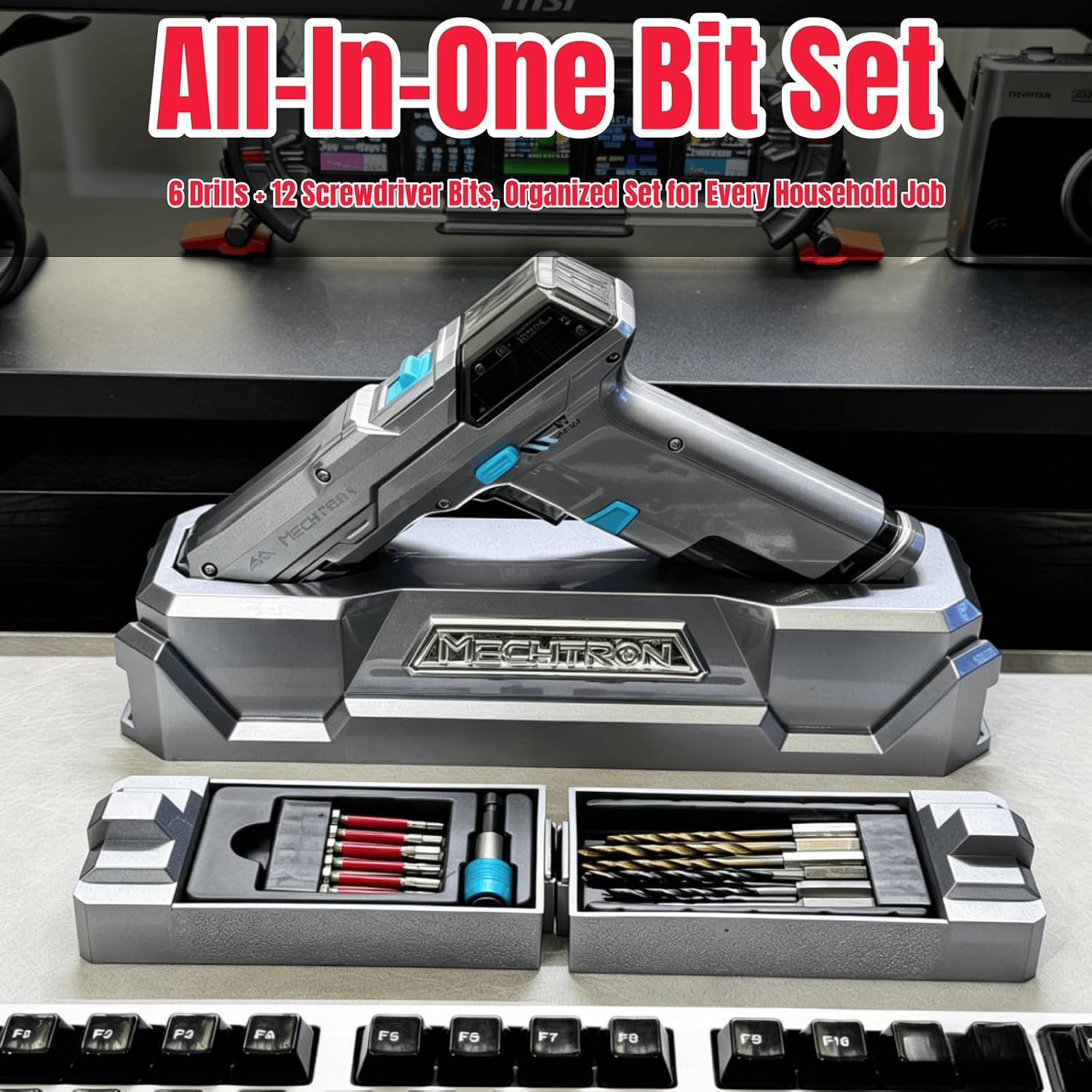 Gifts for Men - Cyberpunk Gun-Shaped AI Smart 8V Dual-Speed Hammer Drill, Cool Gadget for Boyfriend, Husband, Dad, Boss, Gamers, Tech Lovers (G007S-PRO)