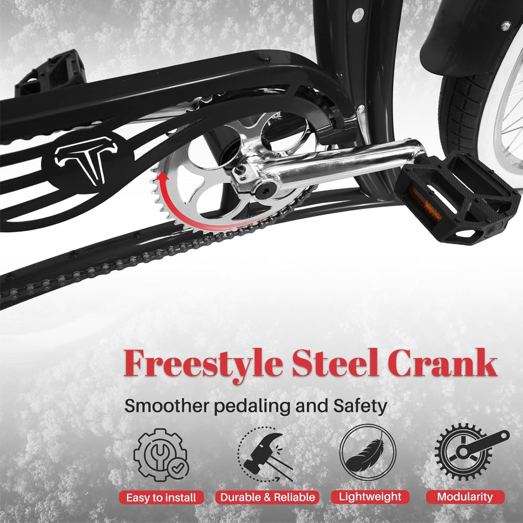 Tracer KRAKER PRO 26 Inch Stretch Chopper Bicycle for Adult,Single Speed Men Lowrider Bike with Oversized Hi-Ten Stretch Steel Frame,Front Wheel 26 * 3.5,Rear Wheel 26 * 4.0 Multiple Colors