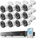 ZOSI 16CH 4K PoE Security Camera System,Person Vehicle Detection,People Counting,One-Way Audio,100ft Night Vision,12pcs 8MP Outdoor Indoor Cameras,16Port 32-Channel NVR with 4TB HDD for 24/7 Recording