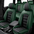 5 Seat Covers for Subaru Outback 2000-2024 Leather Car Seat Covers Waterproof Anti-Slip Soft Car Seat Protectors Comfort Automotive Seat Covers with Airbag（Standard,Black+Green）