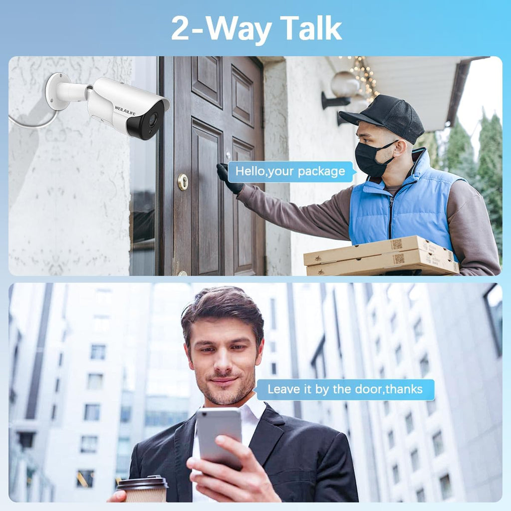 【2-Way Audio】 Outdoor Wired Security Camera System Home Video Security Cameras Systems POE Security Surveillance DVR Kits
