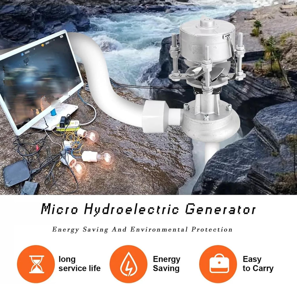 Micro Hydroelectric Generator, 500W 220V Portable Water Turbine Generator, Eco-Friendly Hydro Power System For Home Use, Lighting & Monitoring(110V)