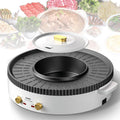 Household Electric Hot Pot with Grill, Teppanyaki Grill Pot and BBQ Pan, Independent Temperature Control, Non-stick Coating, Easy to Clean, For 3-12 People to Enjoy, 1700 W,B