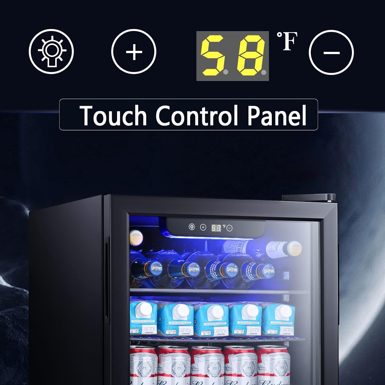 Antarctic Star 2.6cu.ft Mini Fridge 100 Can Beverage Refrigerator Wine Cooler/Cabinet Small Beer Soda Glass Door Counter Top Bar Fridge Freestanding Black